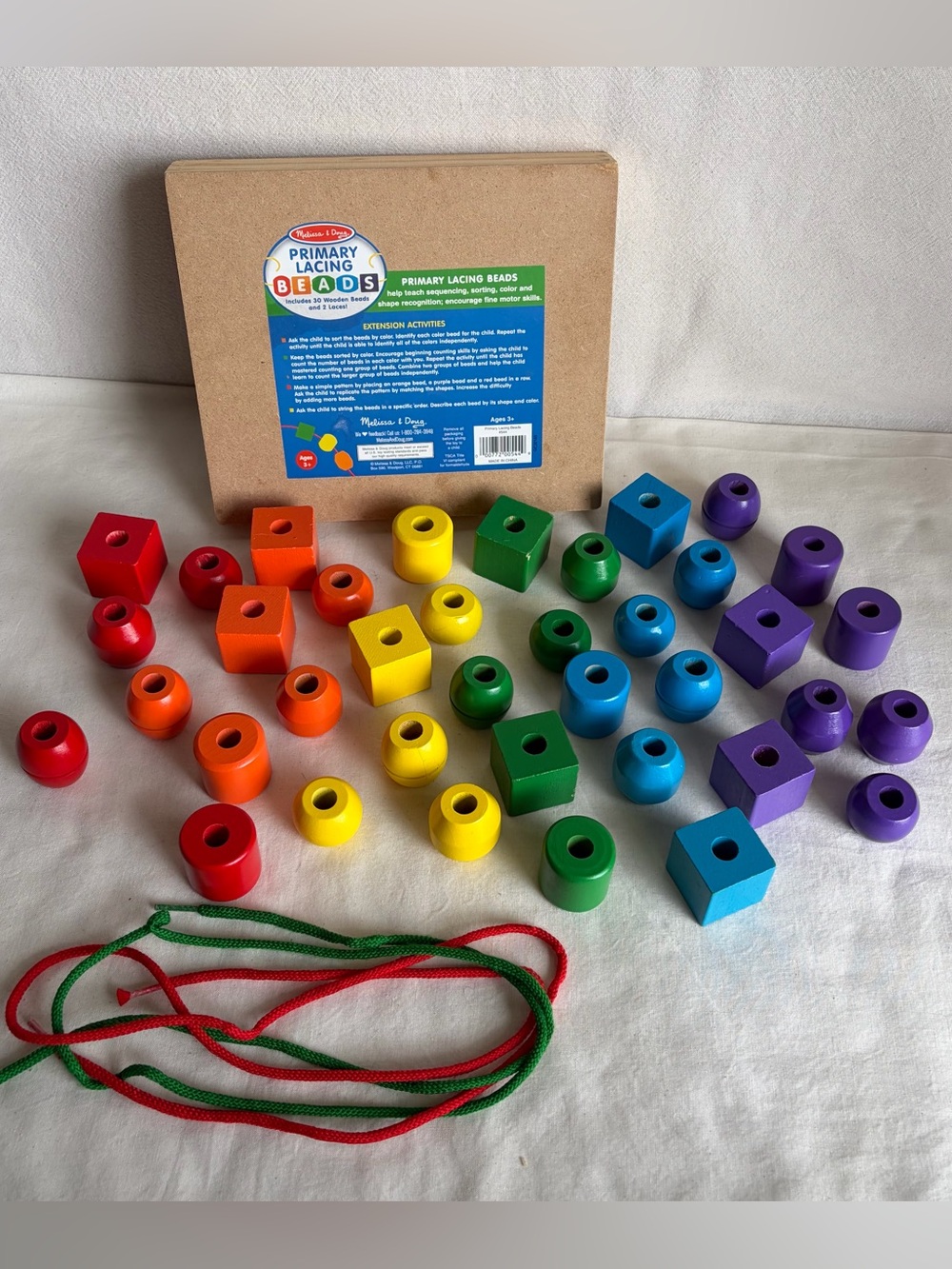 Melissa & Doug Primary Lacing Beads Colorful Wooden Educational Toy